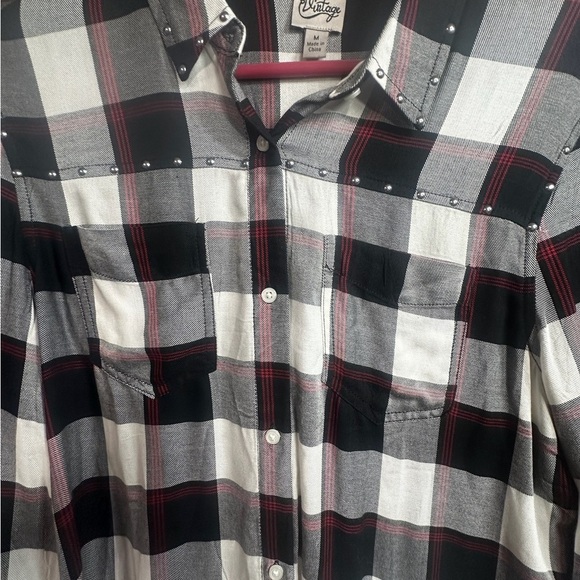 Como Vintage Black and White Plaid Button Down Shirt - Picture 7 of 10